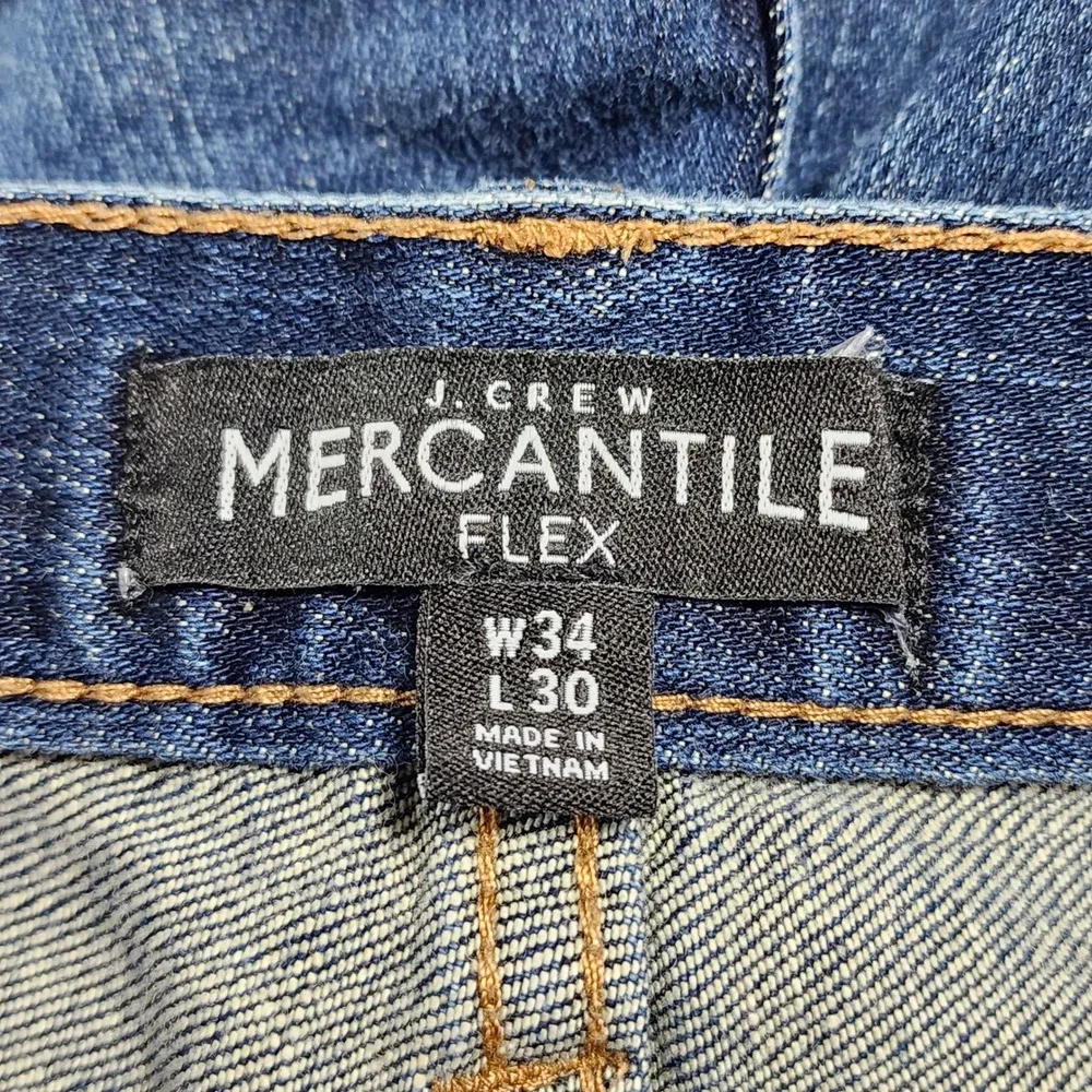 J Crew Mercantile Flex Jeans 34x30 Men Slim Straight Dark Wash Stretch W34 Blue